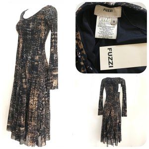 Auc FUZZI Jean Paul Gaultier STRETCHY MESH KNIT MIDI DRESS